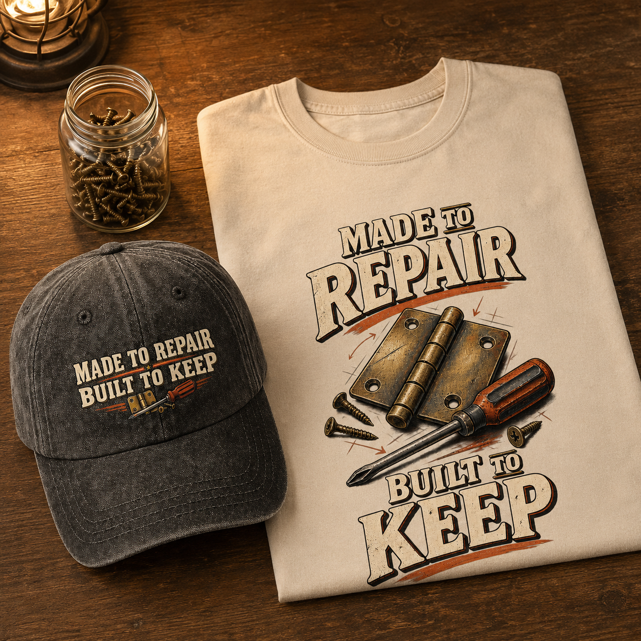 "Made To Repair. Built To Keep" Vintage Washed Cap