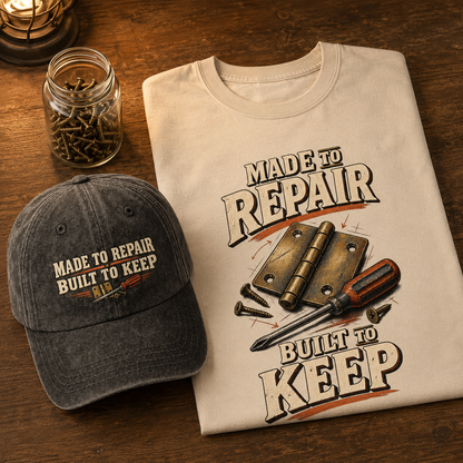 "Made To Repair. Built To Keep" Vintage Washed Cap