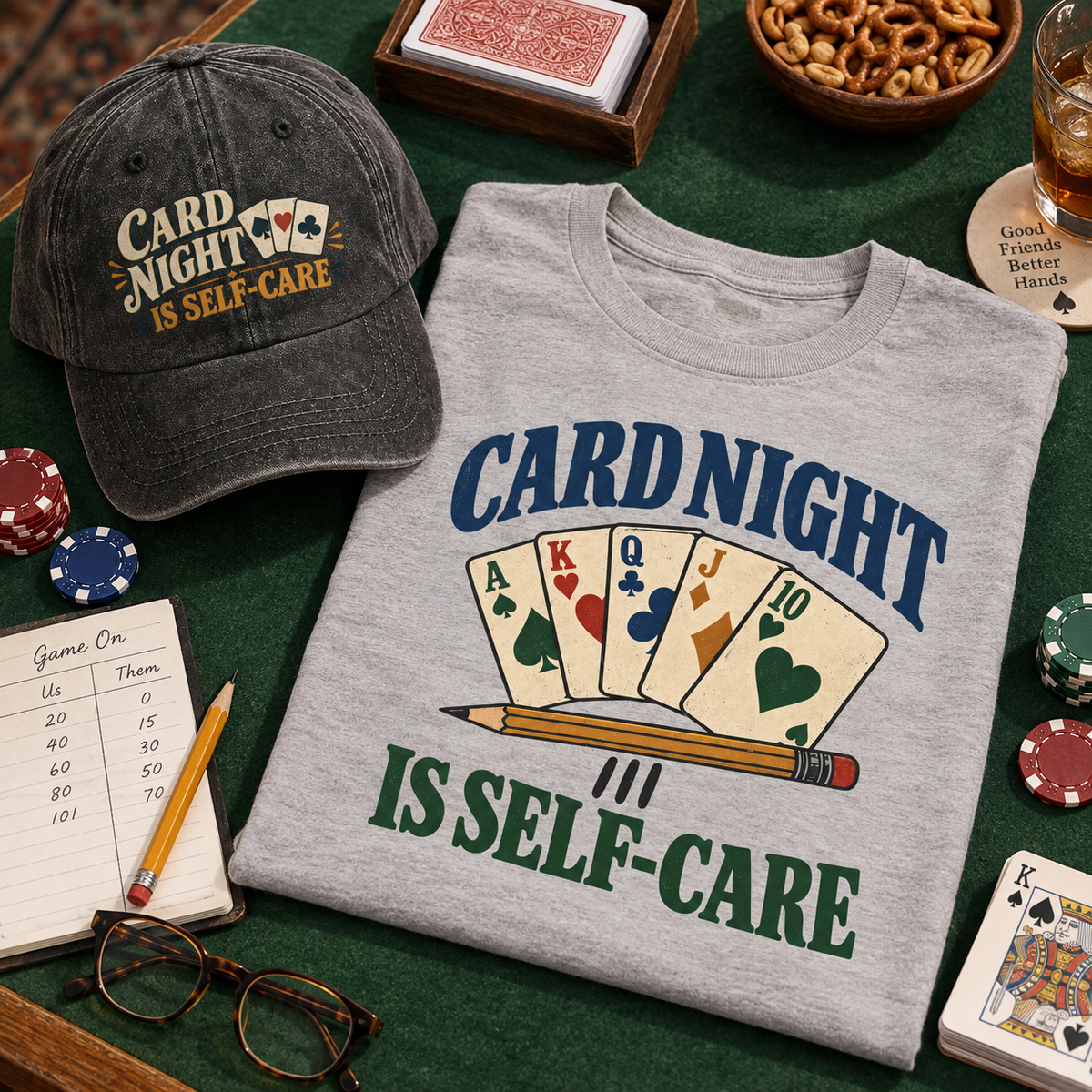 "Card Night Is Self-Care" Vintage Washed Cap