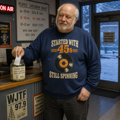 "Started With 45s. Still Spinning" Vintage Sweatshirt