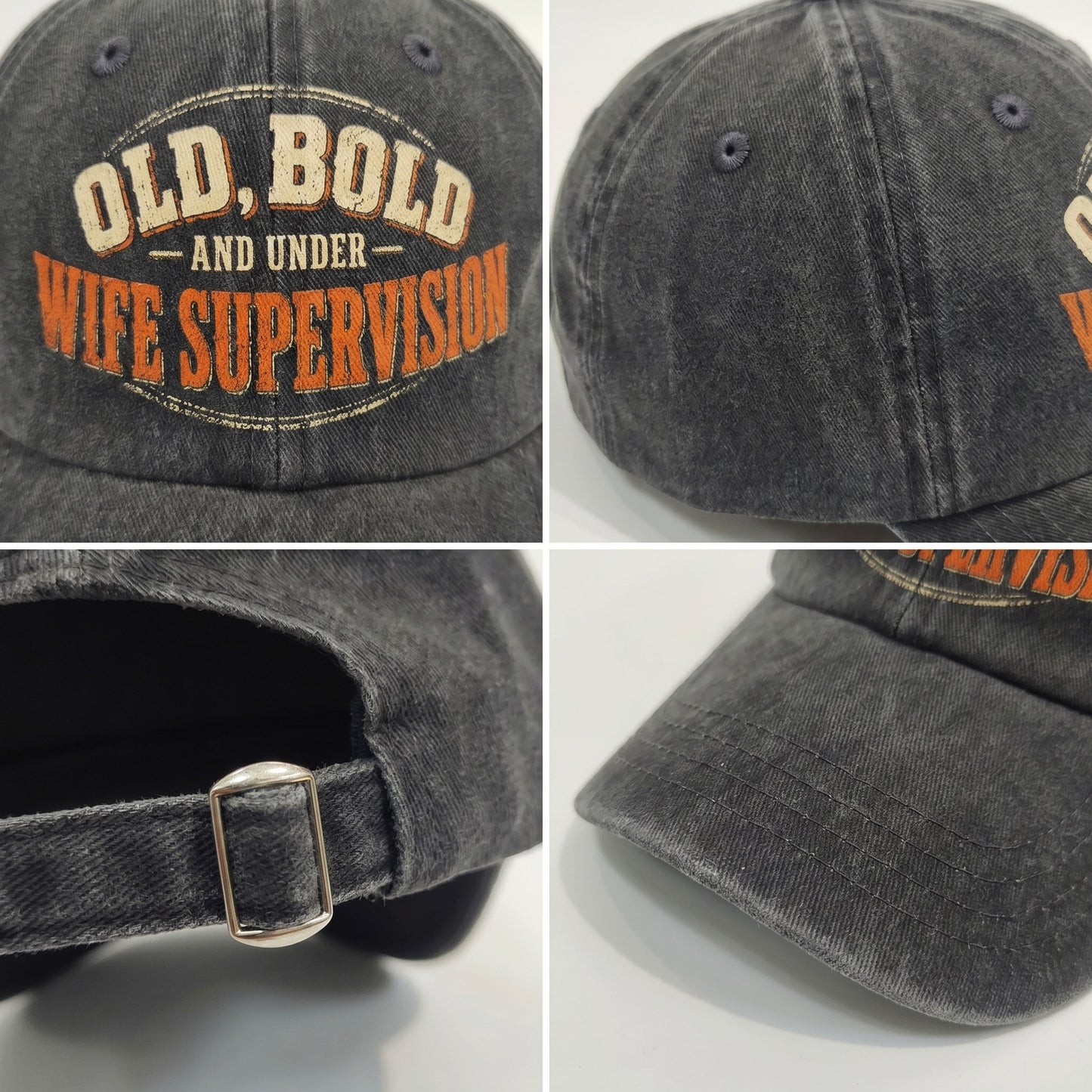 "Old, Bold and Under Wife Supervision" Vintage Washed Cap