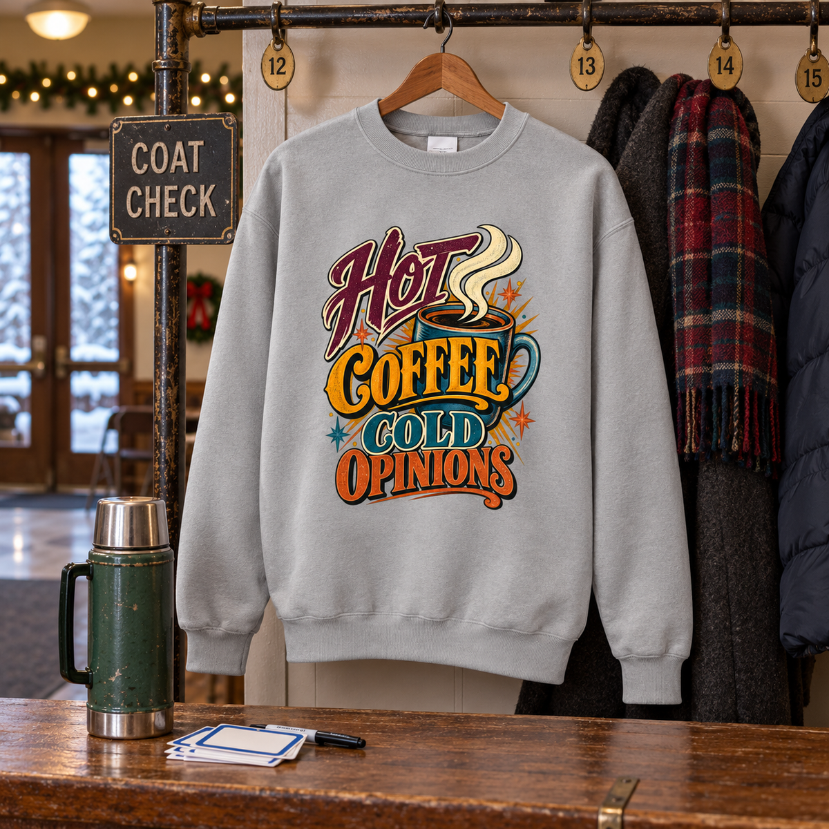 "Hot Coffee. Cold Opinions" Vintage Sweatshirt