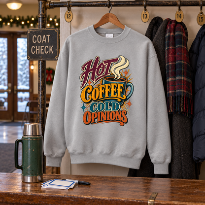 "Hot Coffee. Cold Opinions" Vintage Sweatshirt
