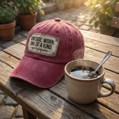 “Vintage. Worn. One Of A Kind. Aged To Perfection” Stitchplate Heritage Cap