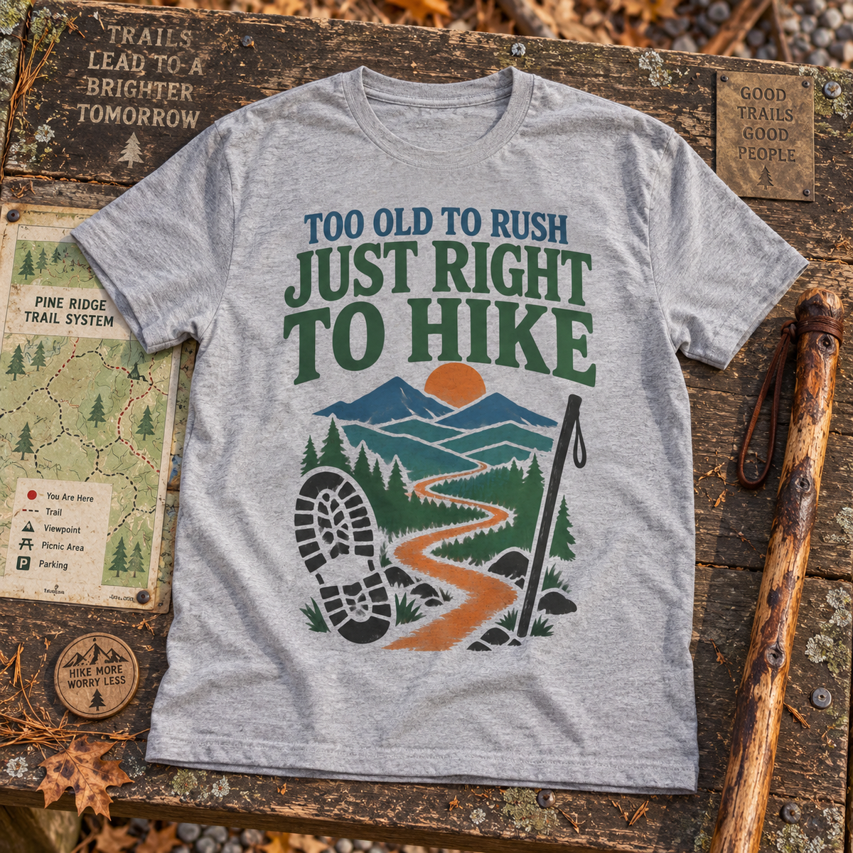 "Too Old To Rush. Just Right To Hike" Vintage T-Shirt