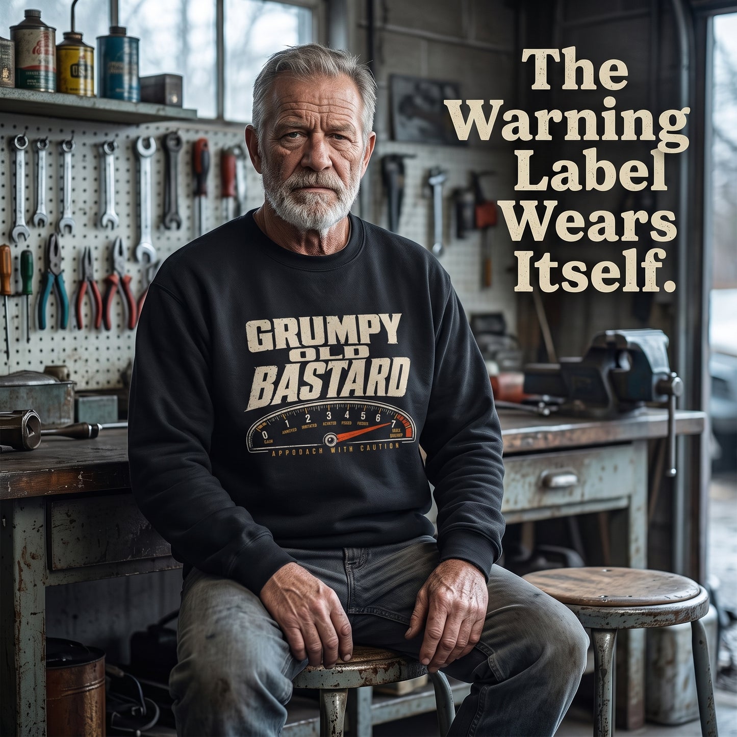 "Grumpy Old Bastard Approach with Caution" Vintage Sweatshirt