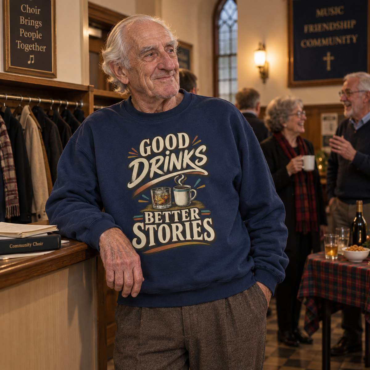 "Good Drinks. Better Stories" Vintage Sweatshirt