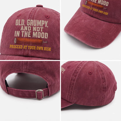 "Old, Grumpy and Not in the Mood" Vintage Washed Cap