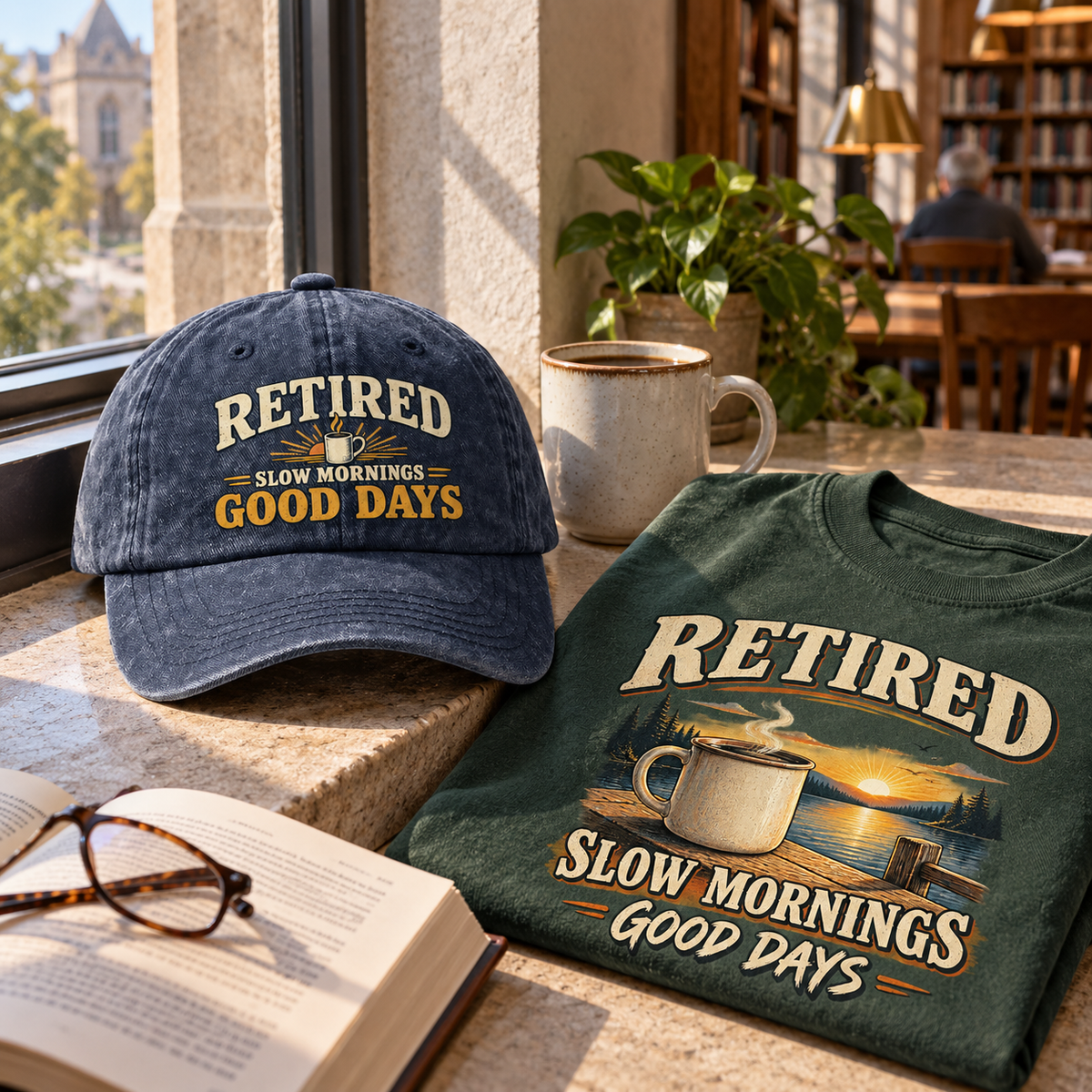 "Retired. Slow Mornings Good Days" Vintage Washed Cap