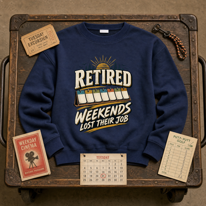 "Retired. Weekends Lost Their Job" Vintage Sweatshirt
