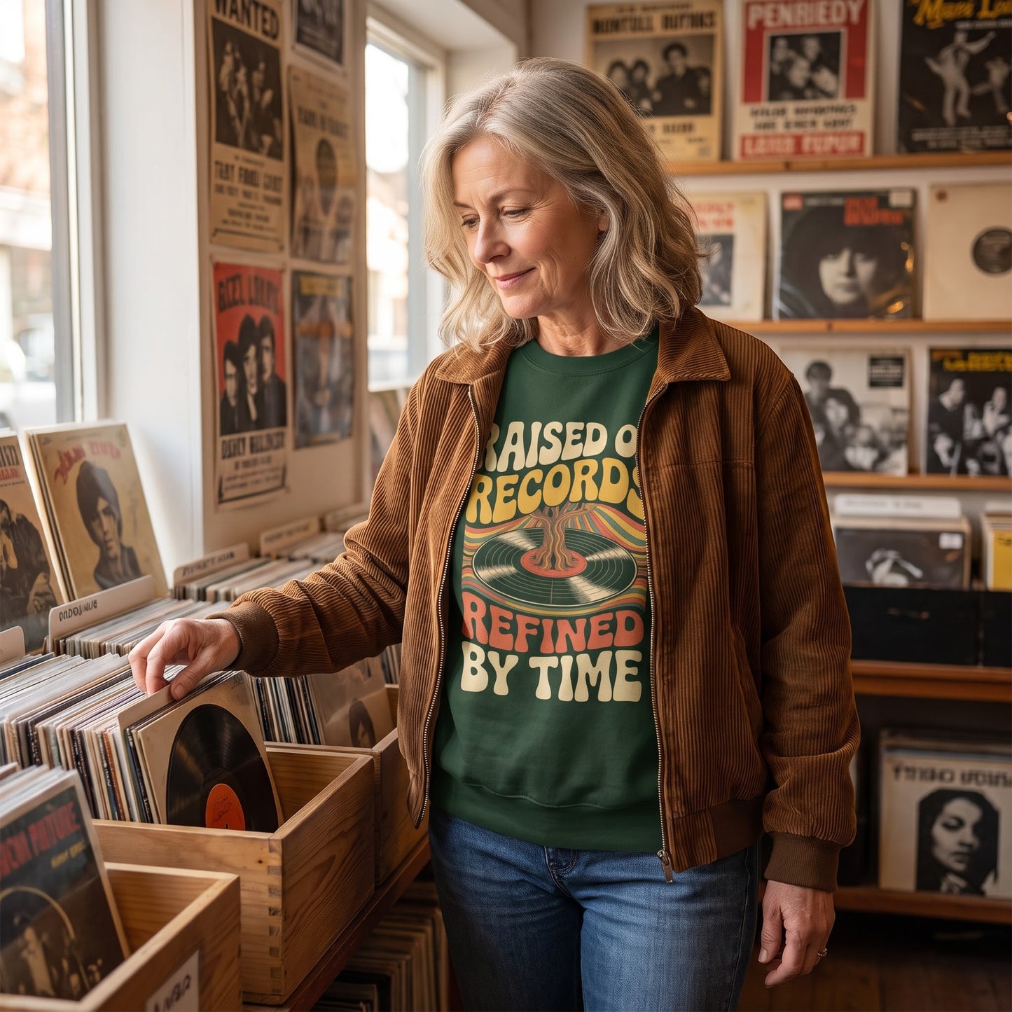 "Raised On Records. Refined By Time" Vintage Sweatshirt
