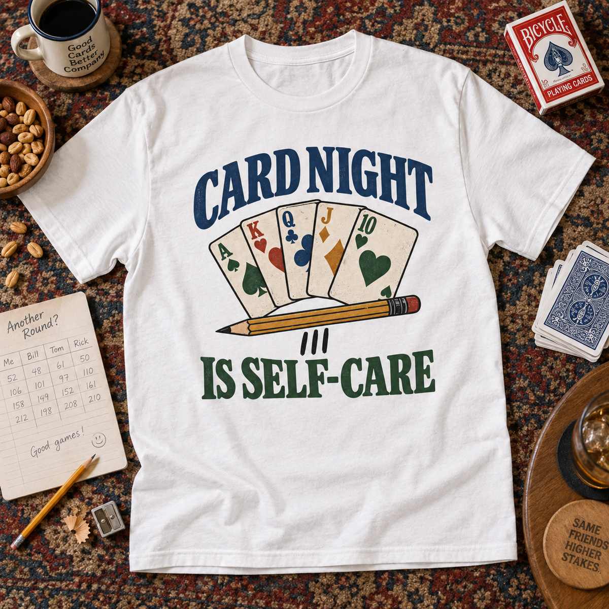 "Card Night Is Self-Care" Vintage T-Shirt