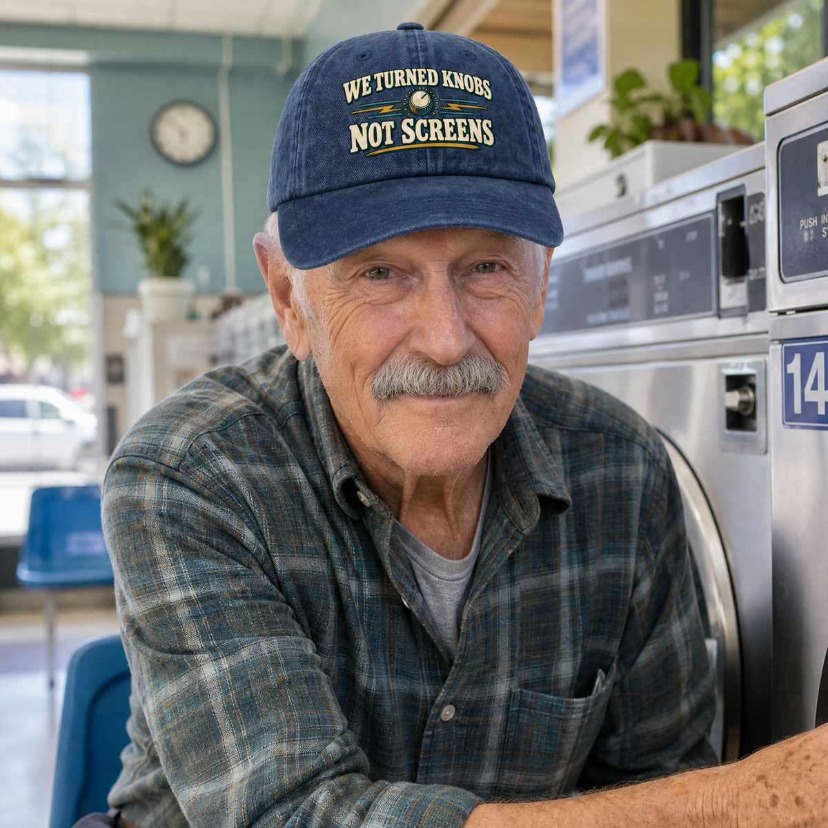 "We Turned Knobs. Not Screens" Vintage Washed Cap