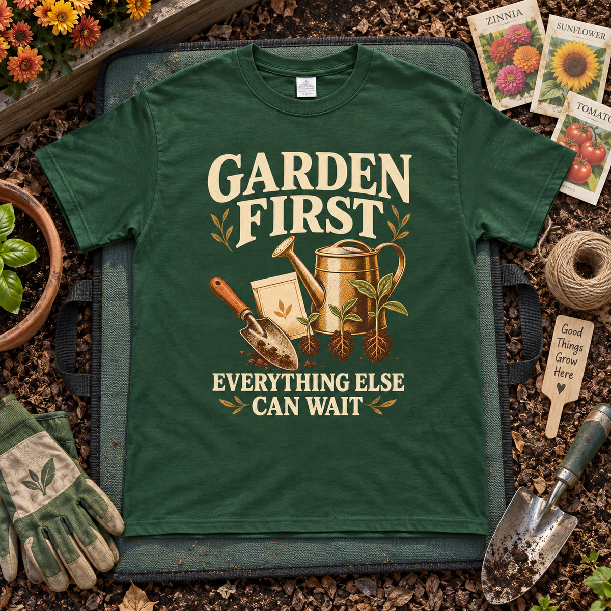"Garden First. Everything Else Can Wait" Vintage T-Shirt