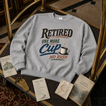 "Retired. One More Cup. No Rush" Vintage Sweatshirt