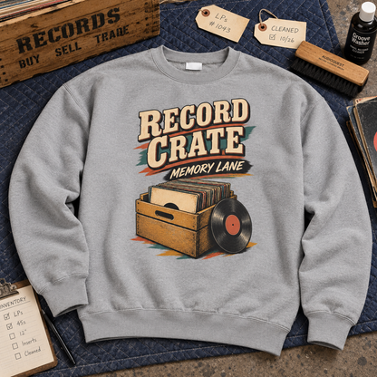 "Record Crate. Memory Lane" Vintage Sweatshirt