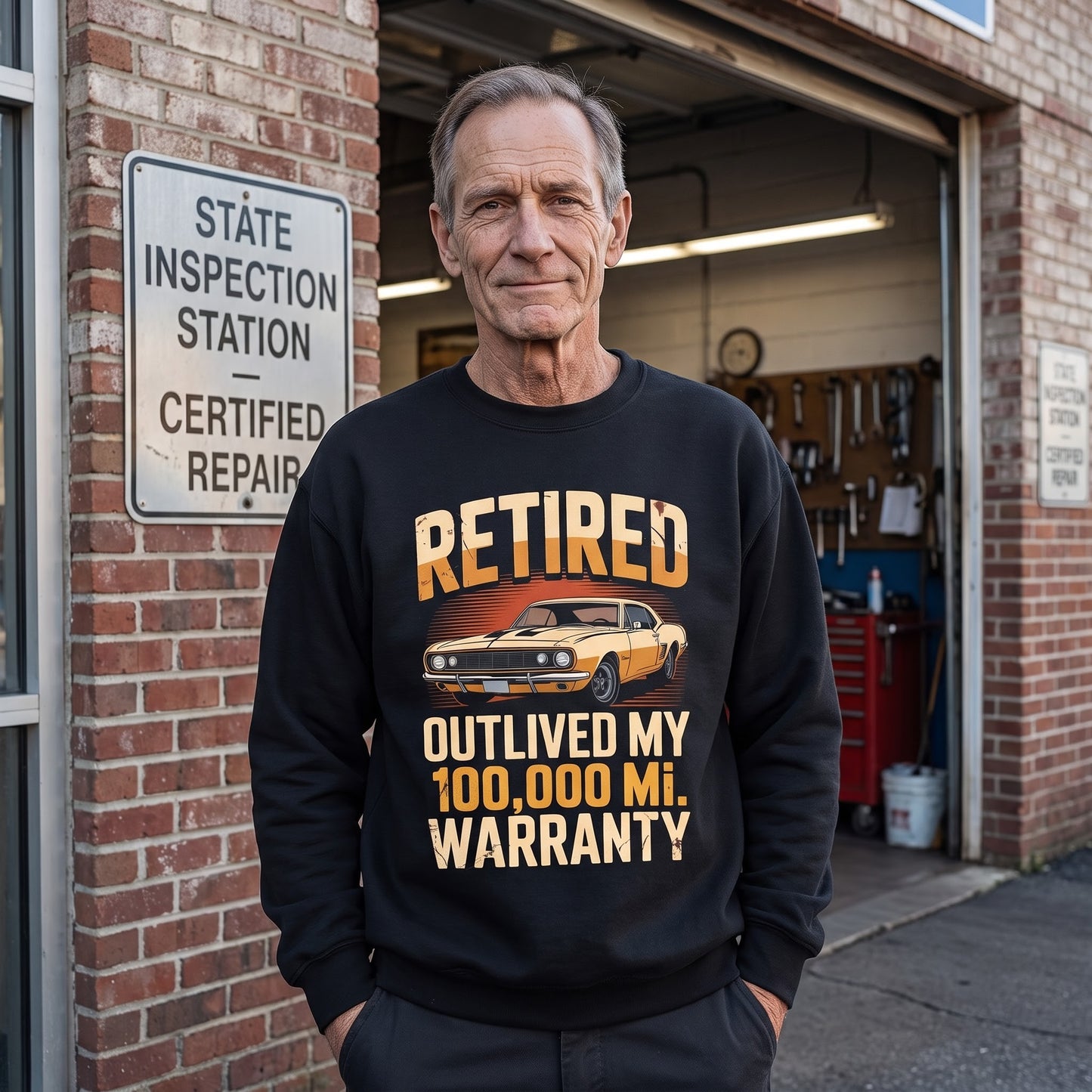 "Retired Outlived My 100,000 Mile Warranty" Vintage Sweatshirt