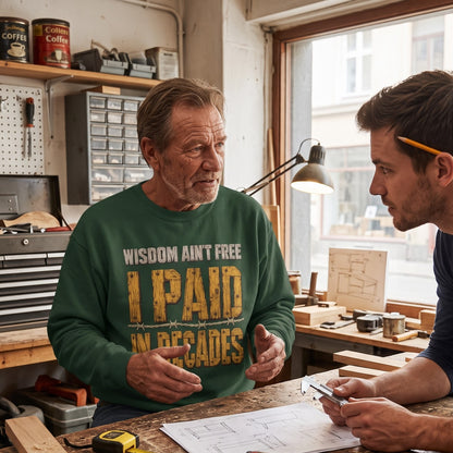 "Wisdom Ain’t Free. I Paid in Decades" Vintage Sweatshirt