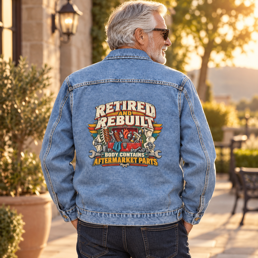 "Retired And Rebuilt. Body Contains Aftermarket Parts" Vintage Denim Jacket
