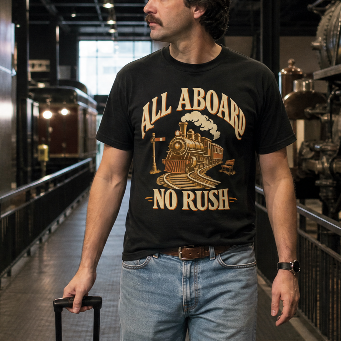 "All Aboard. No Rush" Vintage T-Shirt