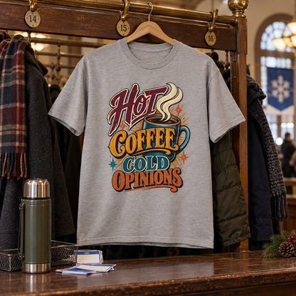 "Hot Coffee. Cold Opinions" Vintage T-Shirt