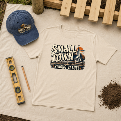 "Small Town. Strong Values" Vintage T-Shirt