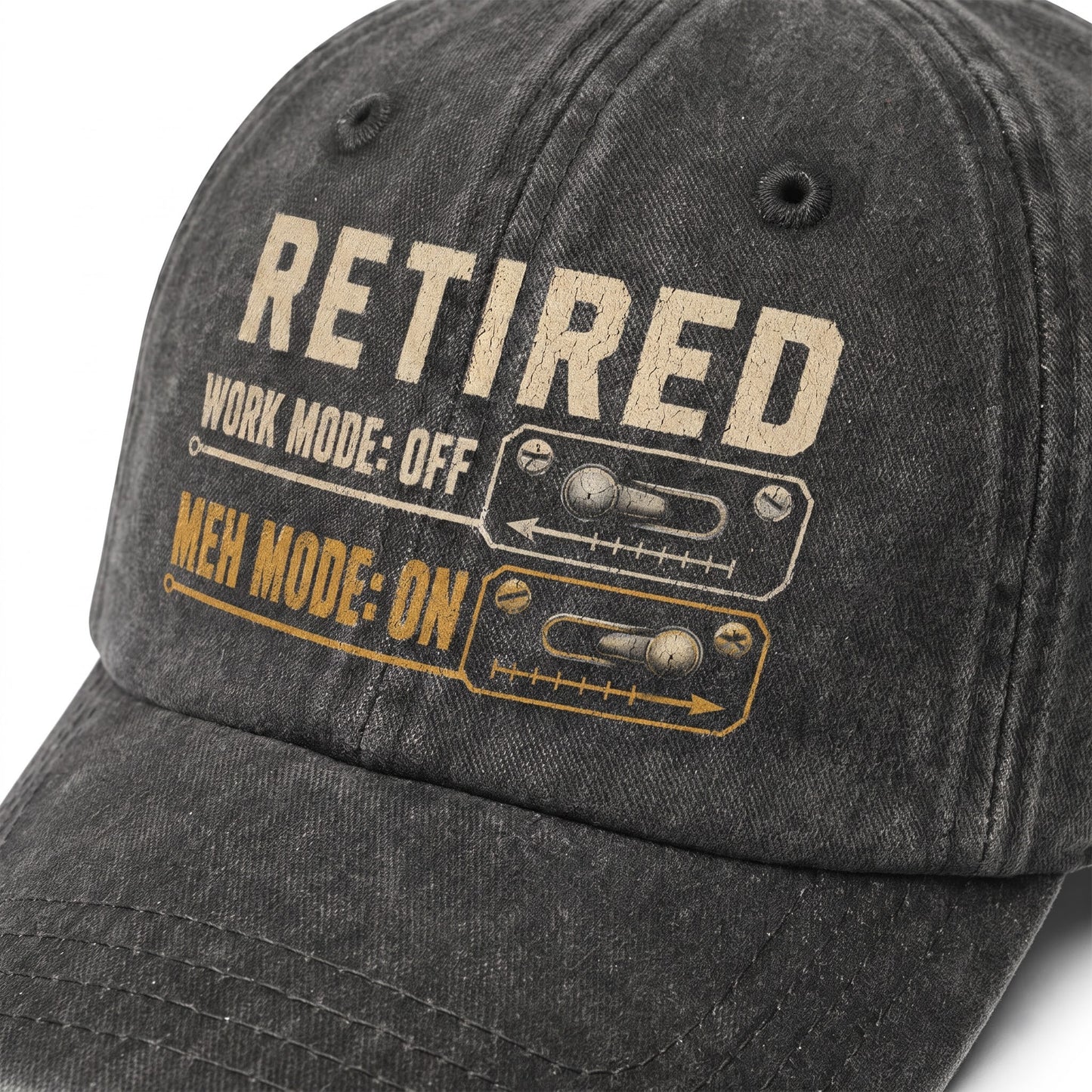"Retired. Meh Mode On" Vintage Washed Cap