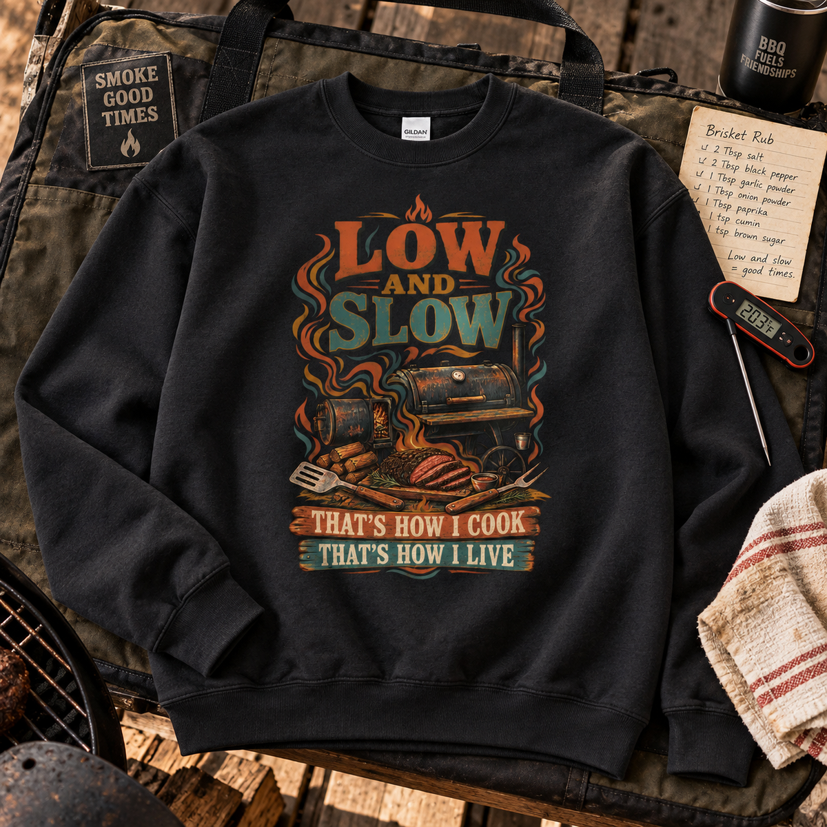 "Low And Slow. That’s How I Cook. That’s How I Live" Vintage Sweatshirt