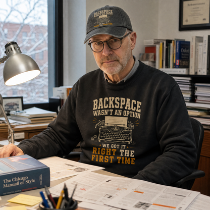 "Backspace Wasn't An Option. We Got It Right The First Time" Vintage Sweatshirt