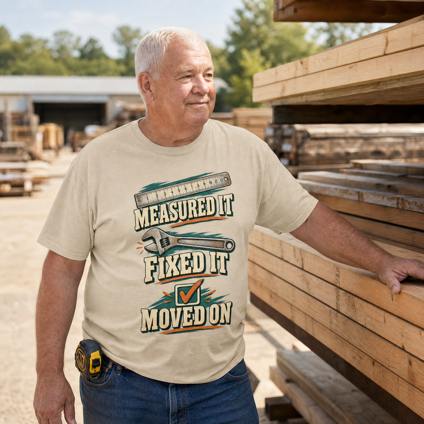 "Measured It Fixed It Moved On" Vintage T-Shirt