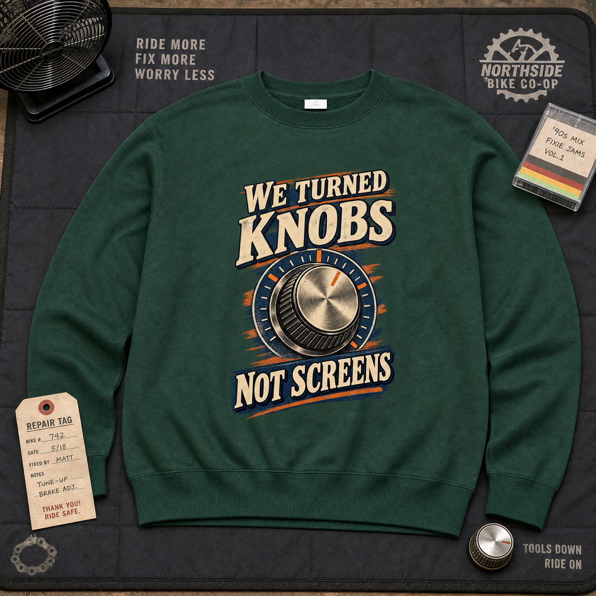 "We Turned Knobs. Not Screens" Vintage Sweatshirt