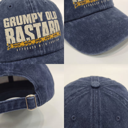"Grumpy Old Bastard Approach with Caution" Vintage Washed Cap