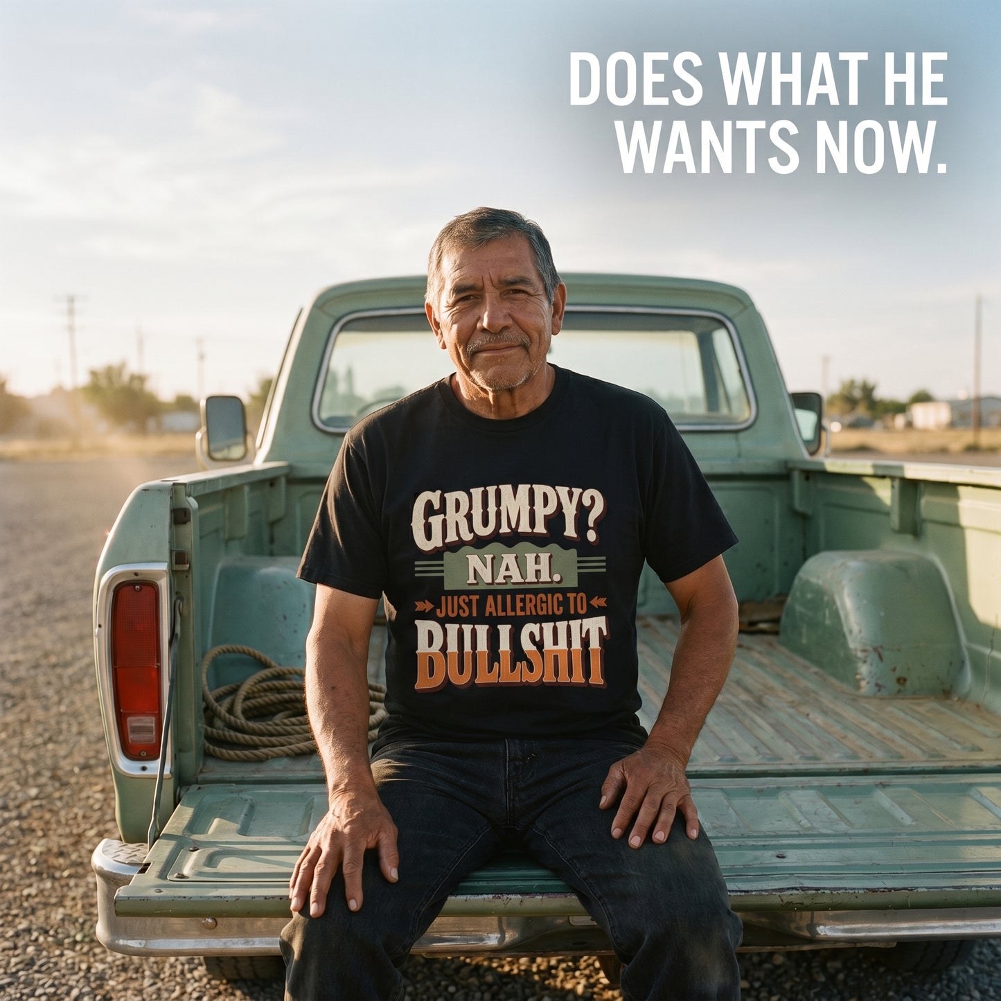 "Grumpy? Nah. Just Allergic to BS" Funny No-Nonsense Vintage T-Shirt