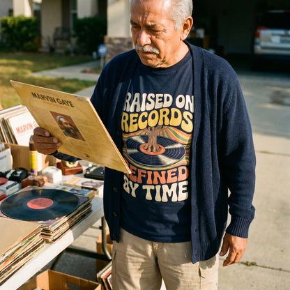 "Raised On Records. Refined By Time" Vintage T-Shirt