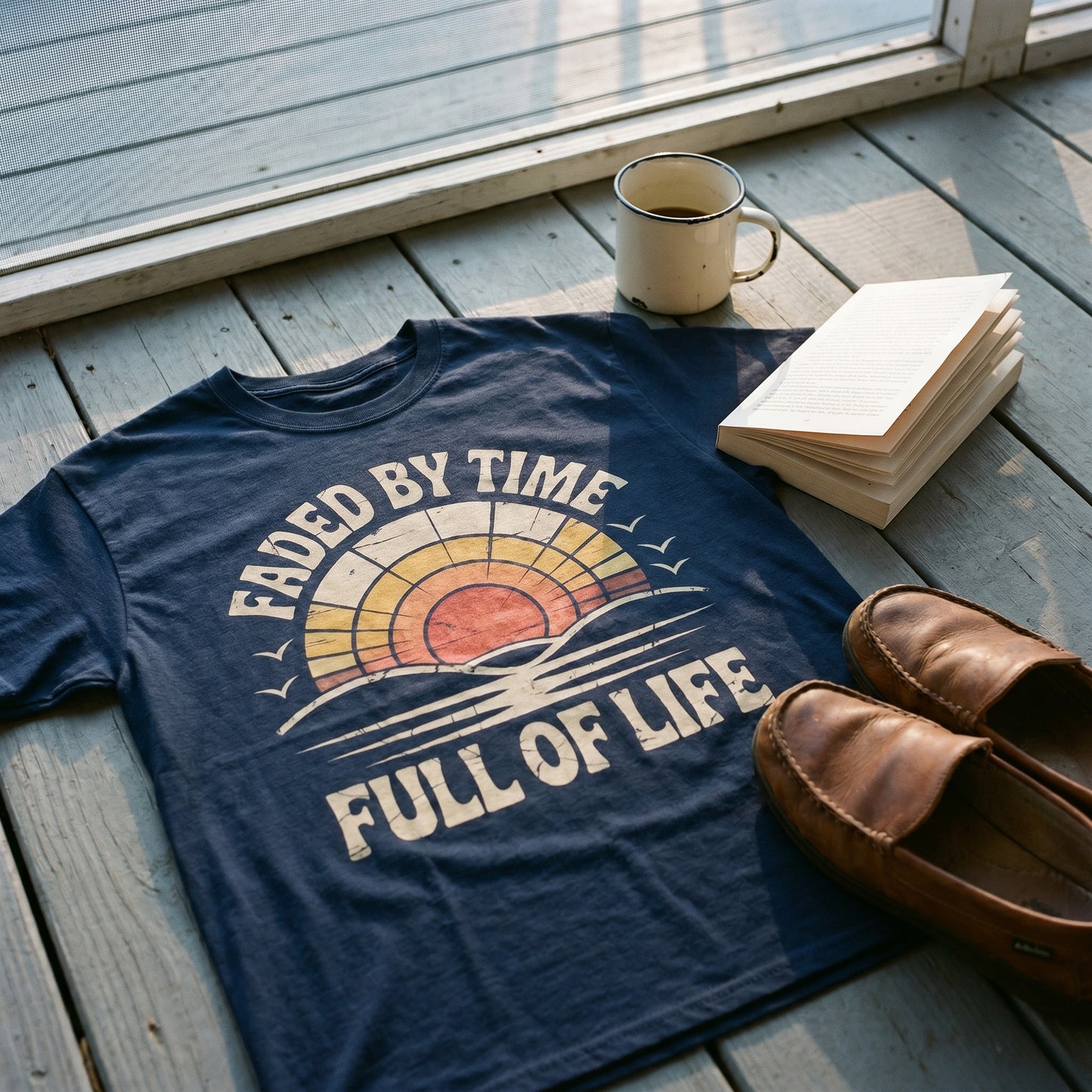 "Faded By Time. Full Of Life" Vintage T-Shirt