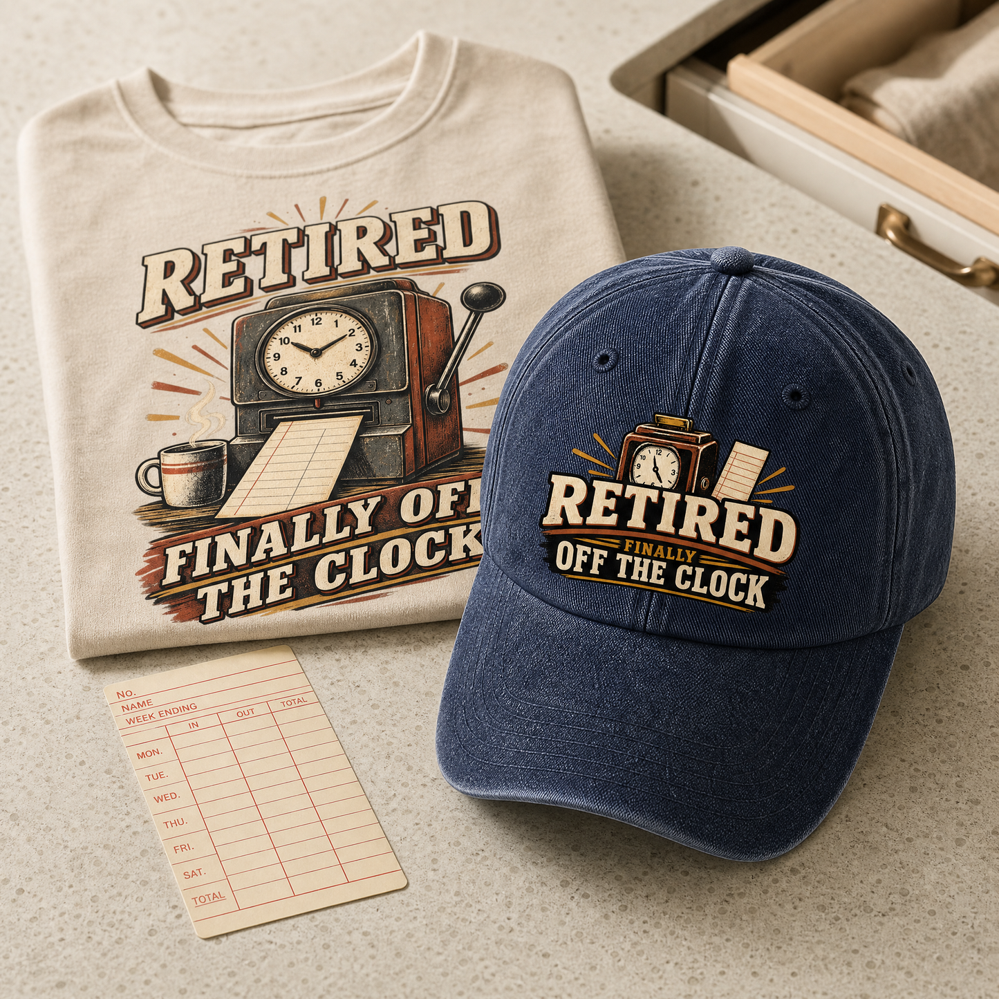 "Retired. Finally Off The Clock" Vintage Washed Cap