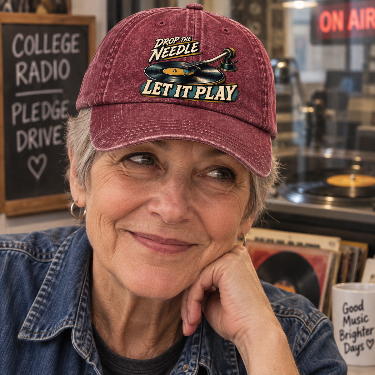 "Drop The Needle. Let It Play" Vintage Washed Cap