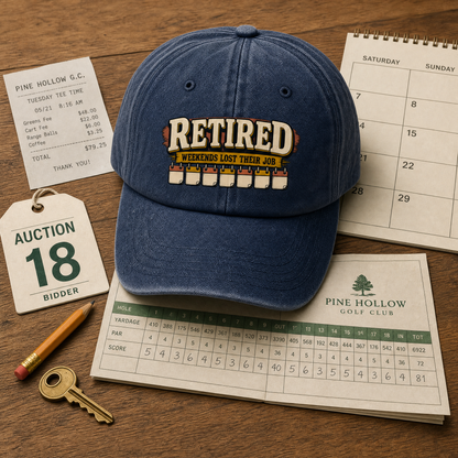 "Retired. Weekends Lost Their Job" Vintage Washed Cap