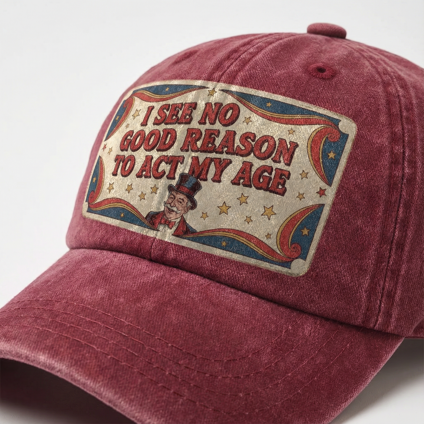 “I See No Good Reason to Act My Age” Boomer Pop Comic Classic Cap