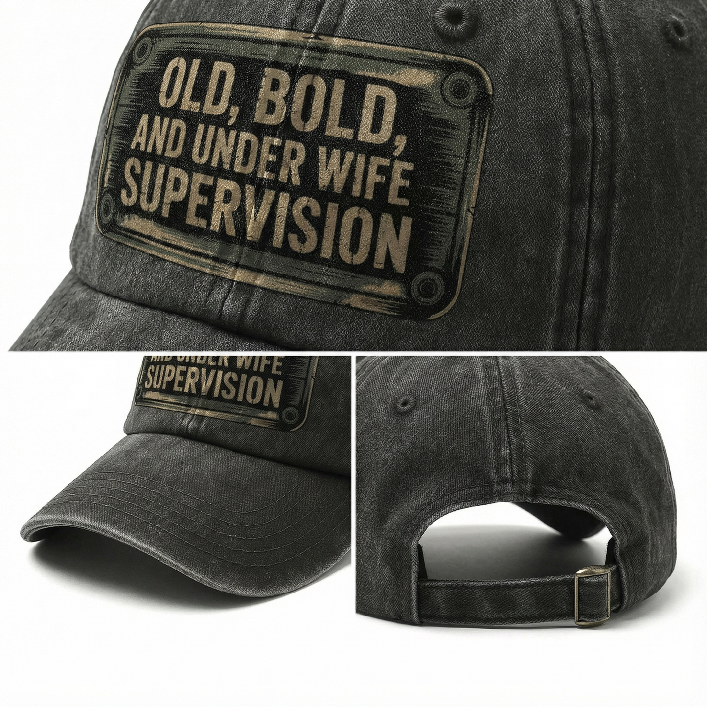 “Old, Bold, and Under Wife Supervision” Garage Grumble Plate Classic Cap