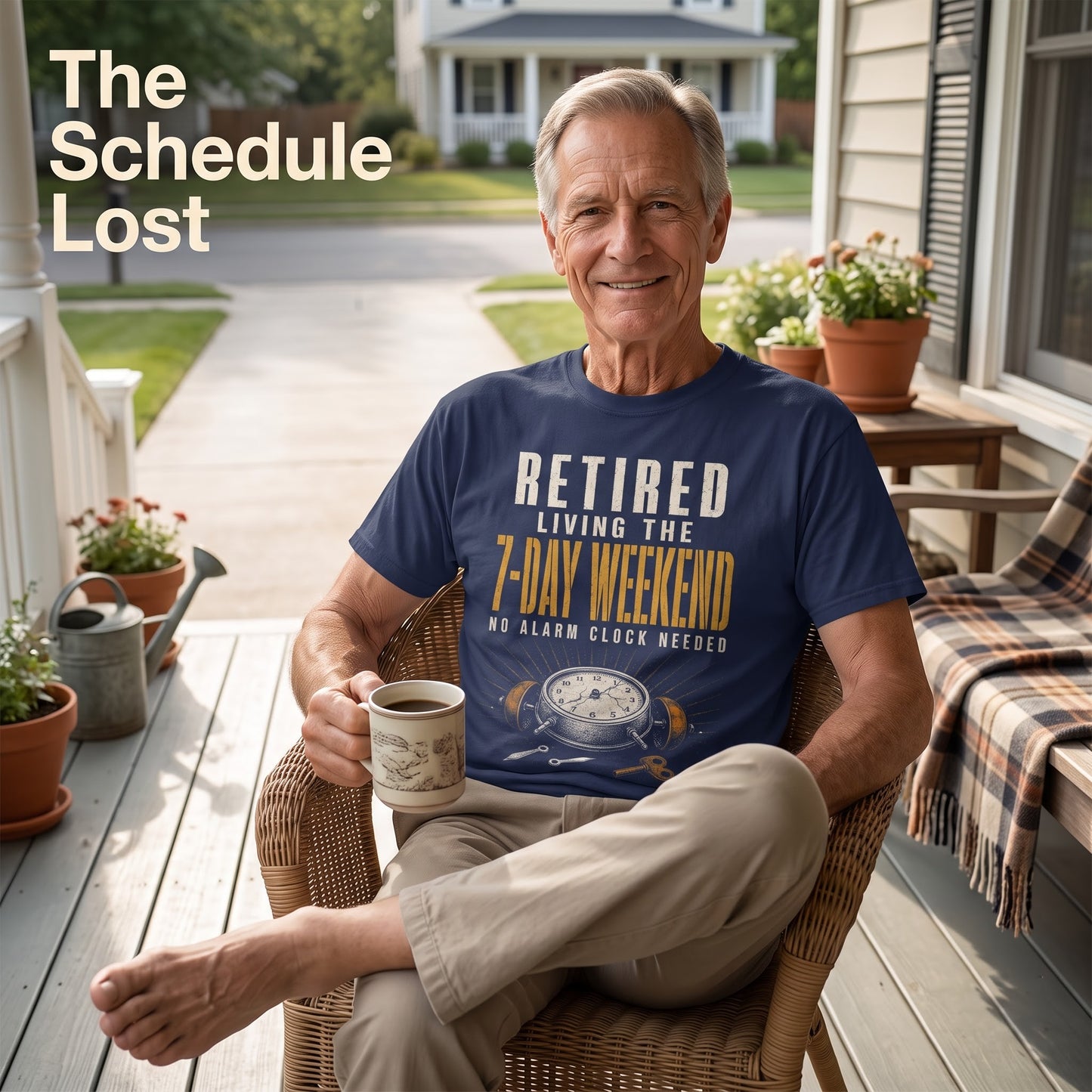 "Retired. Living the 7-Day Weekend. No Alarm Clock Needed" Vintage T-Shirt