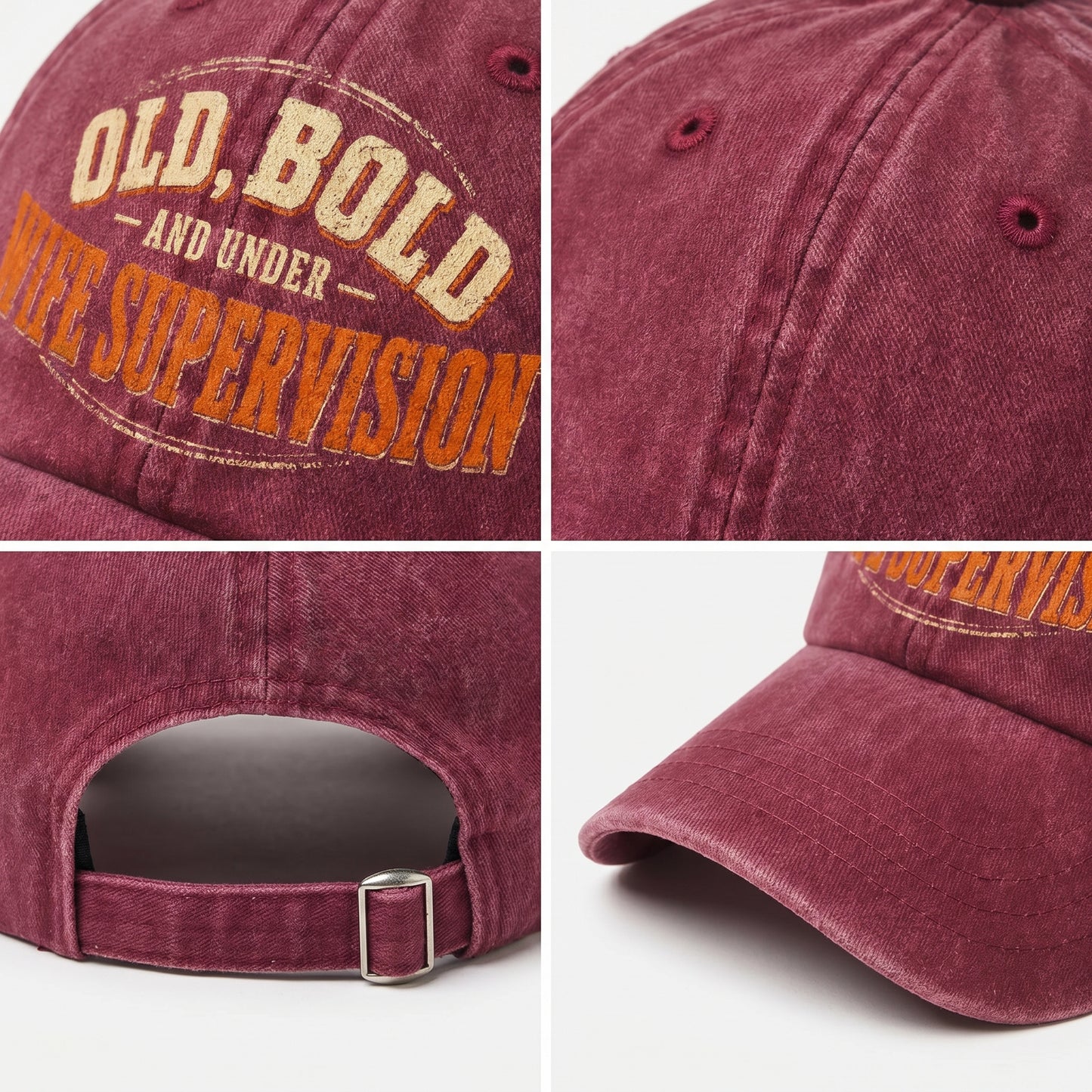 "Old, Bold and Under Wife Supervision" Vintage Washed Cap