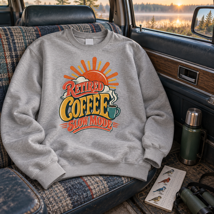 "Retired. Coffee Slow Mode" Vintage Sweatshirt