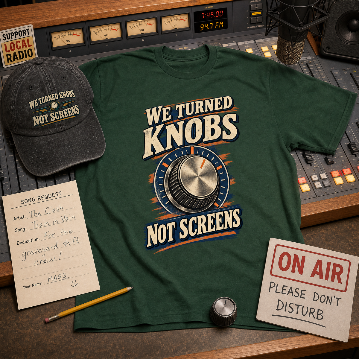 "We Turned Knobs. Not Screens" Vintage Washed Cap