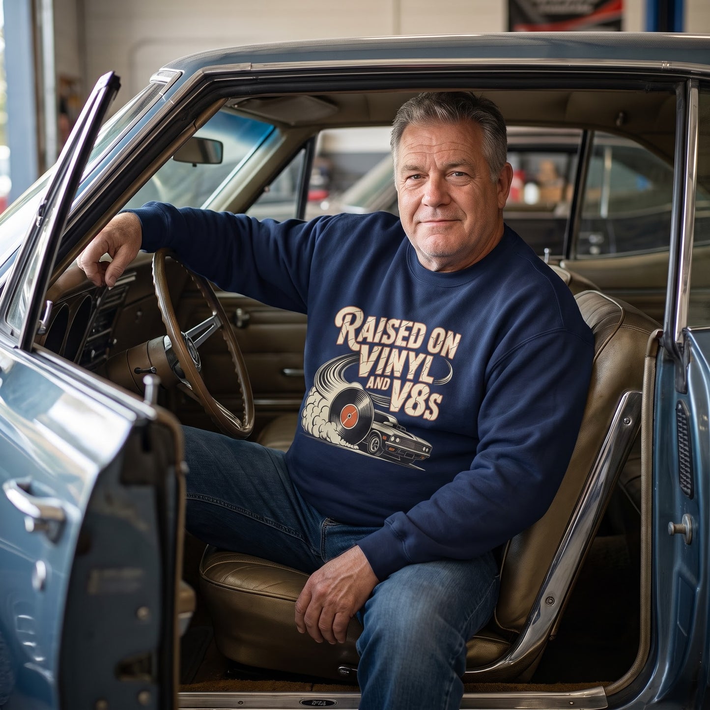 "Raised on Vinyl and V8s" Vintage Sweatshirt
