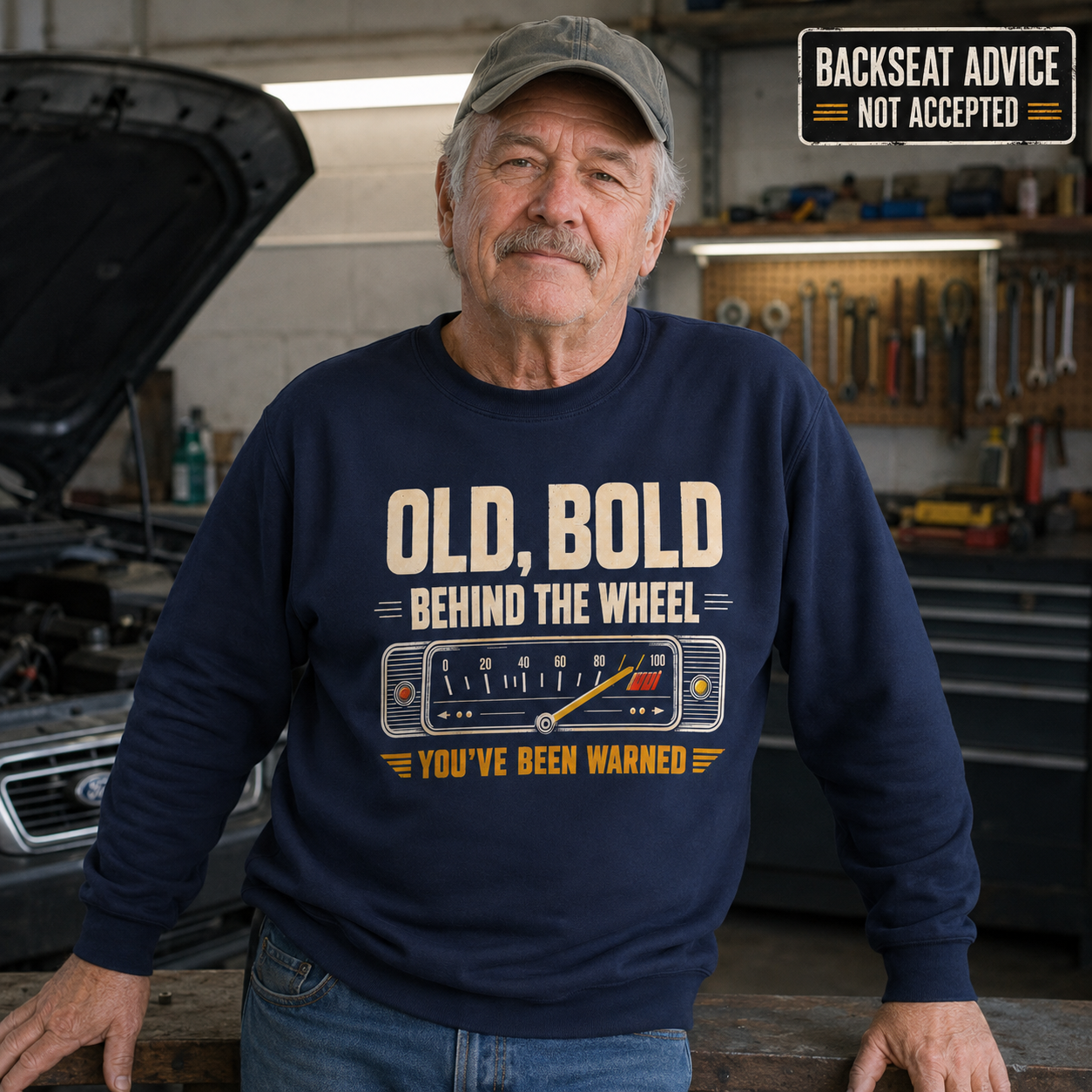 "Old, Bold, Behind The Wheel. You’ve Been Warned" Vintage Sweatshirt