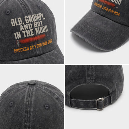 "Old, Grumpy and Not in the Mood" Vintage Washed Cap