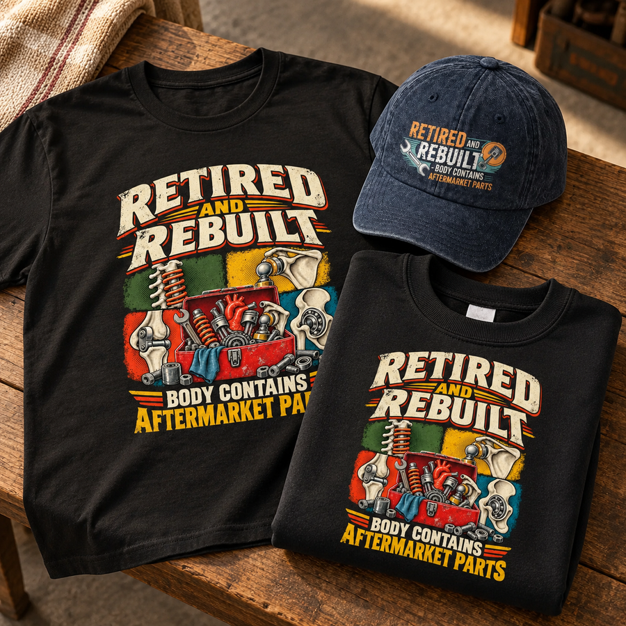 "Retired And Rebuilt. Body Contains Aftermarket Parts" Vintage T-Shirt