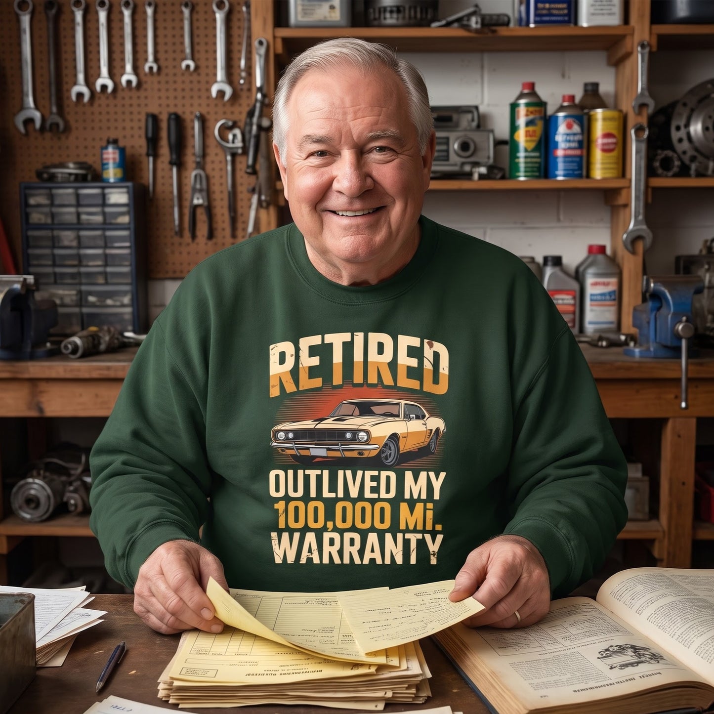 "Retired Outlived My 100,000 Mile Warranty" Vintage Sweatshirt