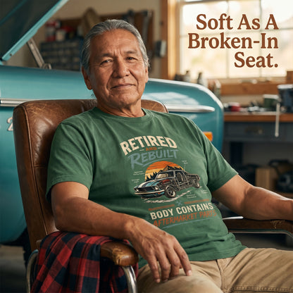 "Retired and Rebuilt: Body Contains Aftermarket Parts" Funny Vintage T-Shirt